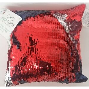 POSH HOME Magic Red/Blue/Silver Sequin Decorative Colorful Throw Pillow 12" x 12